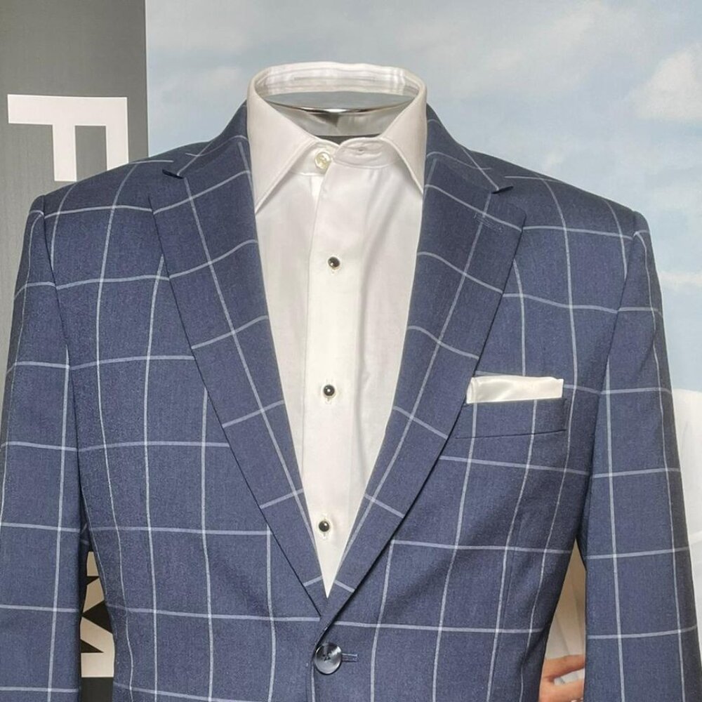 DUAL STRETCH SLIM FIT WINDOW PAYNE SUIT- BLUE